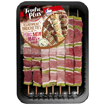 Assortiment brochettes de porc, bœuf & abats de bœuf