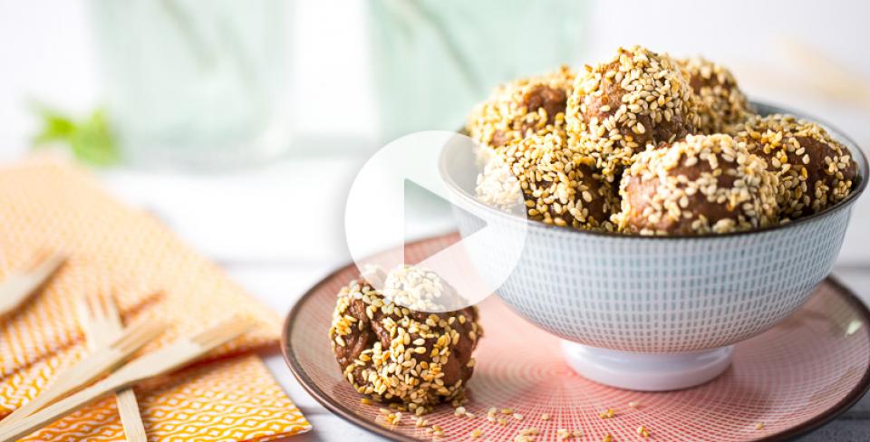 Recette Boulettes de Bœuf laquée Miel, Soja et Sésame