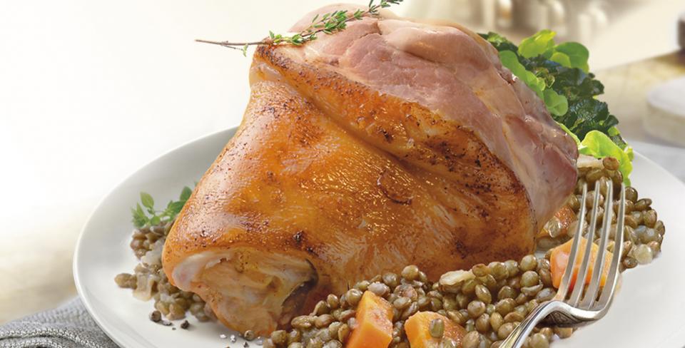 Recette Jambonneau de Porc aux Lentilles Vertes