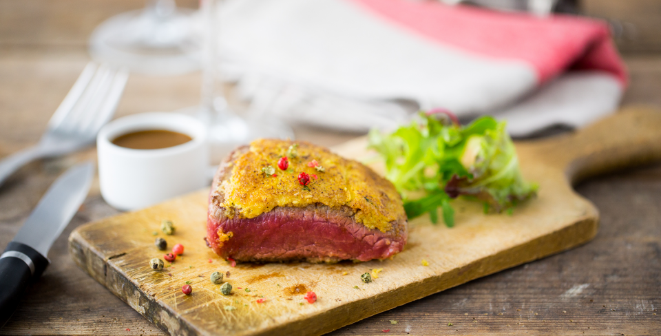 Recette Pavé de bœuf, croûte de moutarde