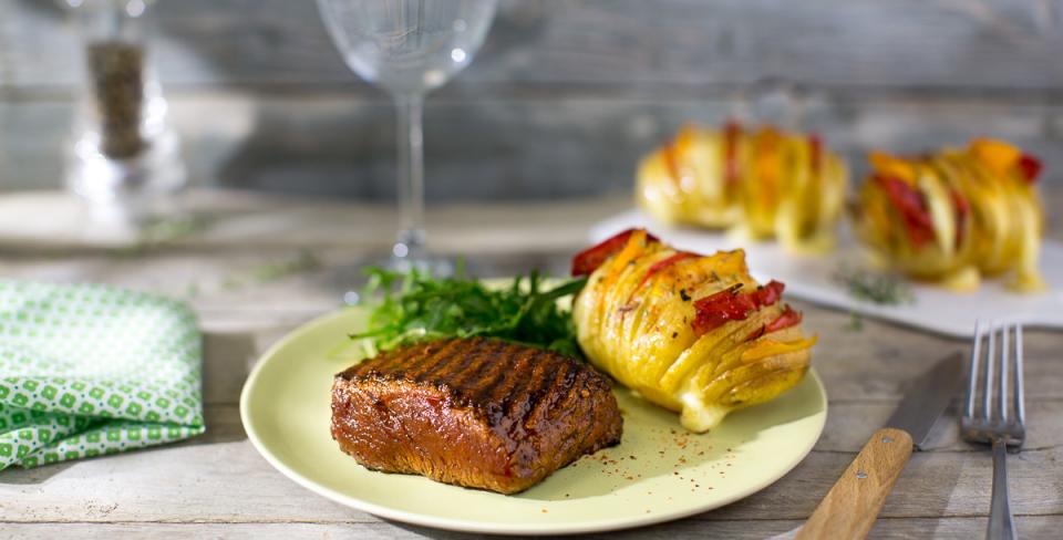 Recette Pavé de bœuf spicy et pommes de terre hasshelback