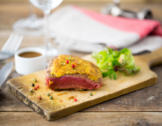 Recette Pavé de bœuf, croûte de moutarde